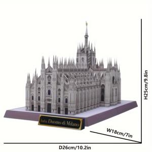 TEMU 1개 DIY 세계 유명 건물, 밀라노 대성당, 종이 모델은 직접 만들어야 함, 예술적 스타일 장식품, 3D 입체 장면 종이 아트 모델 조립, 건축 퍼즐 및 흥미로운 수공예