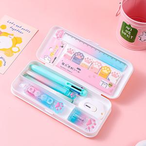 TEMU 9pcs 연속되는 색상 고양이 발 모양의 문구 세트, 내구성이 뛰어난 플라스틱 학교 용품, 이상적인 학생 선물, 실용적인 노트북, 연필, 지우개, 등