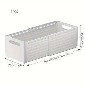 TEMU 옷, 장난감 및 속옷용 3개 세트 확장 가능한 플라스틱 서랍 정리함 - 주방, 욕실 및 책상용 조절 가능한 수납함, 옷장 정리 및 보관