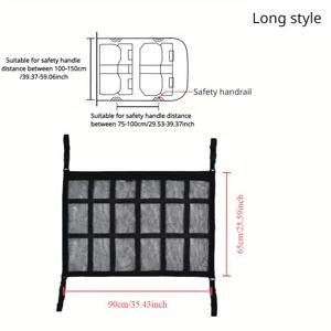TEMU 차량 천장 수납망 가방, SUV, MPV, 트럭용 패브릭 트렁크 정리함, 캠핑 로드 트립에 꼭 필요한 1개 세트 천장 화물 메쉬와 조절 가능한 버클