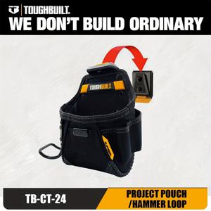 TEMU TOUGHBUILT TB-CT-24 클립테크 & 해머 루프가 있는 블랙 도구 파우치 - 방수, 끈적임 없는 디자인, 내구성 있는 6단 리벳 구조