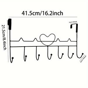 TEMU 우아한 메탈 도어 후크 랙 하트 디자인 - 1개 휴대용 코트, 타월, 가방 걸이용 블랙 도어