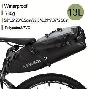 TEMU NEWBOLER 방수 자전거 안장 가방 - 대용량, 접이식 테일 팩, MTB & 로드 사이클링용, 내구성 PVC, 3-13L