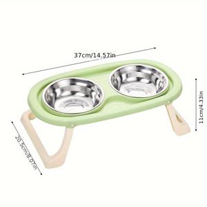 TEMU 【인기 선택】 고양이용 높은 발판이 있는 고양이 그릇 세트 - 미끄럼 방지, 기울어진 애완동물 사료 및 물 그릇, 고양이용 높은 발판 마시는 그릇, 구토 방지 정형외과용 키티 그릇, 강아지와 토끼, 실내 고양이용