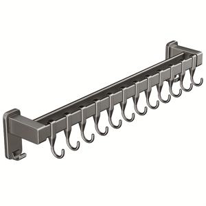 TEMU 공간 절약 알루미늄 주방 후크 - 드릴 필요 없는 조절 가능한 벽걸이, 냄비, 숟가락 & 삽용 - 광택 마감 보관대