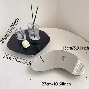 TEMU 아크릴 장신구 트레이 2개 세트 - 광택 처리된 타원형 받침대 트레이, 향수, 메이크업 및 탁상 수납 - 거실 및 옷장, 장신구 트레이를 위한 다목적 탁상 정리함