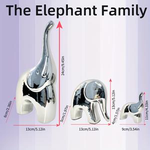 TEMU 우아한 코끼리 가족 조각상 - 거실 장식용 고급 세라믹 동물 조각, 클래식 스타일 홈 액센트
