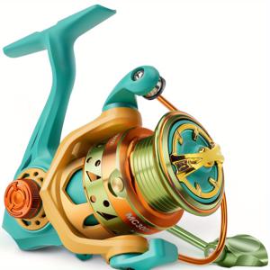 TEMU HAUT TON Spinning Reel Macaroon Beginner's Edition ,5+1BB 울트라라이트 낚시릴, 아연 합금 더블 가이드 바, 5.2:1 기어 비율 18LBs 최대 드래그로 아이스피쉬와 담수어를 위한 것입니다