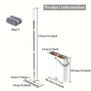 TEMU Wringer가 포함된 평평한 바닥 걸레 및 버킷 세트, 다중 표면 간편한 청소 걸레 시스템, 견목, 타일, 나무 바닥용 습식 및 건식 사용, 먼지 제거 청소 도구, 내구성이 뛰어난 플라스틱 소재, 거실, 침실, 야외, 화장실에 적합, 주방
