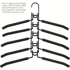 TEMU 공간 절약형 다층 옷걸이, 분리 가능한 바지 랙 및 미끄럼 방지 스펀지 - 티셔츠, 청바지 등에 적합한 내구성 있는 금속 정리대|행거|바지걸이