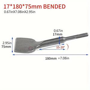 TEMU SDS-Plus 고탄소강 치즐 비트, 180mm x 75mm - 돌 및 금속 표면용 광택 마감 내구성 있는 타일 제거 도구