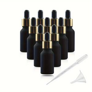 TEMU 10개 미니 블랙 프로스티드 유리 드로퍼 병 15ml/20ml - 에센셜 오일 & 향수 샘플 용기, 깔때기 포함, 무향, 미니 향수 리필 병