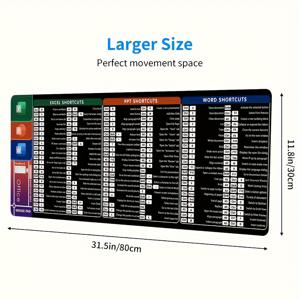 TEMU T-WOLF 31.5x11.8 인치 마우스 패드, EXCEL/PPT/WORD 가 있는 오피스 키보드 마우스 매트, 가정 및 침실용 3D 게임 패드, 미끄럼 방지 고무 받침대, 방수 및 풀림 방지 디자인