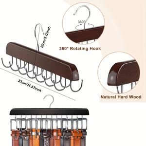 TEMU 14개의 후크 용량 벨트 행거: 360도 회전, 공간 절약 및 다기능 옷장 보관 - 최대 42개의 벨트