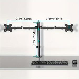 TEMU 아이언 듀얼 암 데스크탑 모니터 스탠드, 13-32인치 화면 조절 가능, 각 암 최대 22파운드 지지, 360도 회전 가능한 컴퓨터 마운트