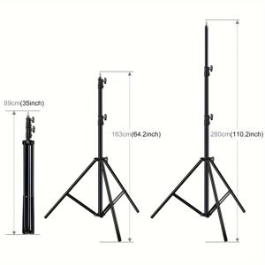 TEMU PULUZ 2.8m/110.2인치 높이 접이식 3단 트라이포드 마운트 조명 홀더, 사진 비디오 라이트/배경 조명용