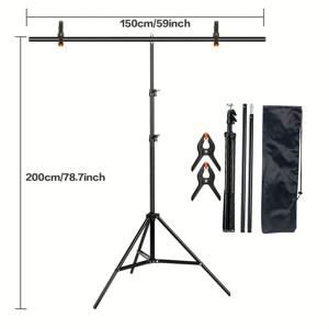 TEMU 사진 스튜디오용으로 스프링 클립이 장착된 조절 가능한 포터블 배경 브라켓 키트