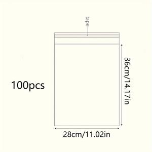 TEMU 100장 팩 투명 자체 접착 폴리 백, 다시 밀봉 가능한 플라스틱 포장 주머니, 인쇄물 및 카드 보호 슬리브