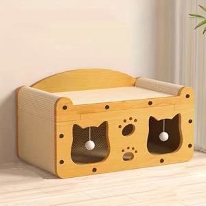 TEMU 1pc Whisker Wonders 다단계 고양이 스크래쳐 라운지, 내구성 있는 판지巢, 스크래칭 포스트 및 상호 작용 장난감 - 10kg까지 고양이용 올 시즌 실내 고양이 스크래칭 소파에 적합합니다.