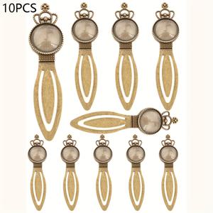 TEMU 10pcs 복고풍 스타일 올빼미 크라운 꽃 책갈피베이스 & 10pcs 투명 카보 숑 유리 클로버