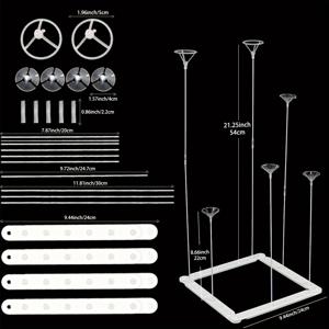 TEMU 베이스가 있는 DIY 풍선 스탠드 키트 - 테이블 센터피스용 다용도 모양, 졸업식, 결혼식, 신부 샤워 및 파티에 완벽 - 흰색 플라스틱, 겨울, 새해에 적합