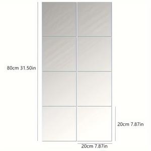TEMU 8피스 세트, 3D 사각 아크릴 거울 벽 스티커, 1mm 두께, 깨지지 않고 제거 가능 - 침실, 거실, 사무실, 주방, 욕실, 현관, 댄스 스튜디오, 체육관에 이상적 - 세련된 모던 디자인, 설치가 쉬운 장식용 벽 거울