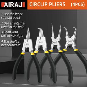 TEMU AIRAJ 4개 미니 스냅 링 플라이어 세트 - 헤비 듀티, 5인치 내부/외부 서클립 도구 키트, 쉬운 링 제거 및 고정용