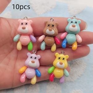 TEMU 10개 만화 반짝이 곰 수지 장신구, DIY 쥬얼리 만들기, 귀걸이, 목걸이 펜던트, 열쇠고리 액세서리, 배치 크래프팅 용품, 동물 테마, 귀여운, 수지 재질