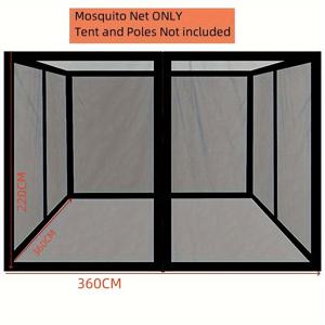 TEMU 정원용 검은색 망으로 된 야외 가제보 모기장, 마당 모기장, 벌레 방지 텐트, 구석 모기장 벽 둘레 (텐트와 폴 제외)
