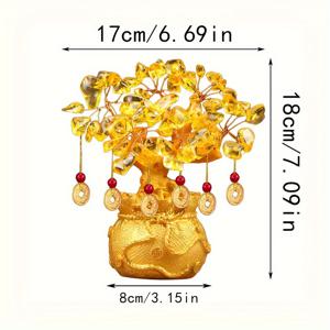 TEMU 중국 축제 장식 토파즈 돈 트리 풍수 행운 동전 금괴 부자 돈 트리 가정 사무실 장식 번창 축복 가정 장식 오너먼트