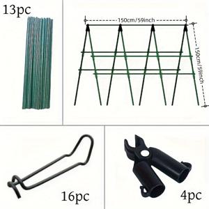 TEMU 긴 지속력을 가진 정원 식물 지지대 세트, 1 세트 금속과 플라스틱 등반식물 트렐리스 - 야외 정원에서 토마토, 꽃, 덩굴 식물을 지지하는 데 재사용 가능
