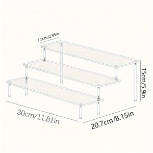 TEMU 1개 아크릴 투명 스텝 디스플레이 스탠드 - 쥬얼리, 화장품, 향수, 립스틱, 매니큐어, 안경 - 멀티 레이어 쇼케이스 액세서리, 메이크업 오가나이저, 안경 & 에센셜 오일 - 다재다능한 투명 랙 귀걸이, 목걸이, 반지, 전원 필요 없음