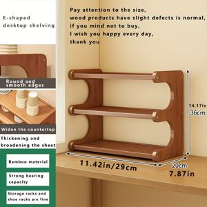 TEMU 빈티지 우드 데스크탑 정리 선반, 차와 식기 보관을 위한 직사각형 원목 디스플레이 랙, 두꺼운 플레이트 층이 있는 컵, 찻주전자, 용기 - 다목적 탁상 보관대