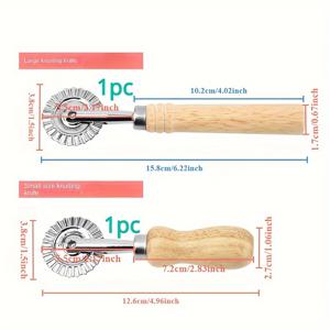 TEMU 나무 손잡이가 있는 스테인리스 스틸 페이스트리 휠 커터 - 다용도 만두 & 비스킷 레이스 롤러, 주방 필수품