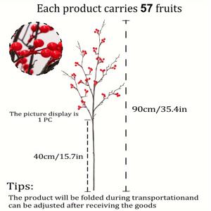 TEMU 인공 베리 가지 35.4 인치 - 클래식 스타일 플라스틱 축제 적색 베리 DIY 휴일 장식, 크리스마스 탁상, 벽난로 가랜드 - 홈 및 파티 계절 장식, 전기 필요 없음 (1pc 또는 3pcs 세트로 사용 가능)