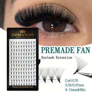 TEMU CoMango 12D 러시아 볼륨 눈썹 연장, 0.05mm 두께, 혼합 C/D 컬, 자연스러운 퍼진 엑스트라 두꺼운 스타일, 여러 길이, 초보자 친화적, 개인용 모피 눈썹 연장용