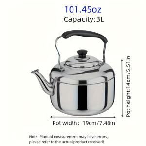 TEMU 다용도 스테인리스 스틸 찻주전자 - 대용량, 내구성 및 빠른 가열, 인덕션 및 오픈 플레임 요리용, 가정 및 레스토랑 사용에 완벽