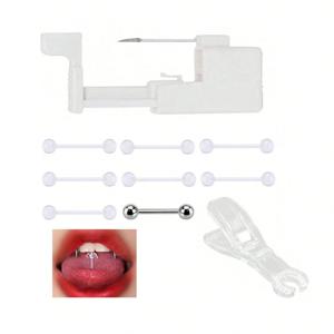 TEMU 10개 우아하고 고전적인 일회용 멸균 전문 피어싱 키트 (배꼽, 혀, 눈썹, 입술용) - 일상 착용 및 선물용 플라스틱 바디 피어싱 쥬얼리 세트, 추수감사절 시즌|피어싱