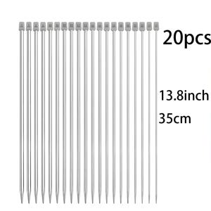 TEMU 20개 스테인리스 스틸 뜨개질 바늘 2mm-7mm 직선 단일 뾰족한 크로셰 후크 세트 25/35cm 스웨터 바늘