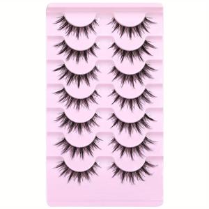 TEMU Natural Look Anime Lashes 투명 줄기가있는 코스프레 인조 속눈썹, 3D 희미한 속눈썹 아시아 일본 한국 스타일 만화 속눈썹은 개별 클러스터처럼 보입니다.