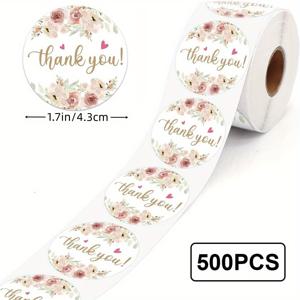 TEMU 500pcs/roll 사랑스러운 꽃 감사 스티커, 중소 기업 스티커, 베이커리 포장 스티커, 중소 기업 메일 봉투 배송 스티커, 결혼식 경품 신부 샤워 파티 스티커