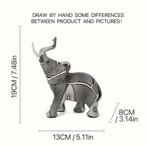 TEMU 시크한 블랙 & 화이트 코끼리 조각상 - 거실, 사무실, 복도용 모던 레진 장식