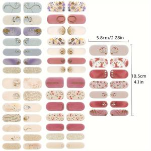 TEMU 봄 네일 스트립 셀프접착 젤 네일 스트립, 집에서 사용하는 여성을 위한 네일 아트 스티커, 5장의 완전 포장 네일 폴리시 스티커