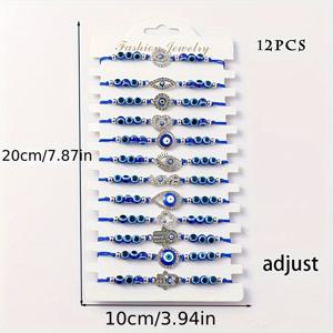 TEMU 남녀 커플을 위한 12개 조절 가능한 휴일 스타일의 악마의 눈 구슬 다중 조각 브레이슬릿, 어머니의 날 선물, 친구들을 위한 학교 개학/졸업 시즌 선물