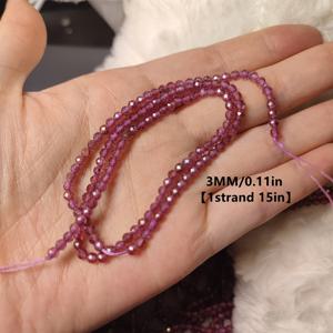 TEMU 3mm 천연 보라색-빨간색 가넷 스페이서 비즈, DIY 주얼리 만들기용 반짝이 마감 - 팔찌 및 목걸이에 이상적