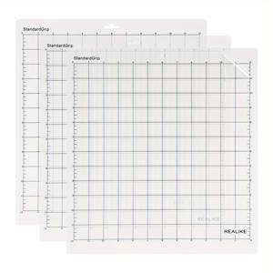 TEMU 실루엣 카메오용 REALIKE 커팅 매트 3팩 - 표준, 라이트, 강한 그립 접착제 12x12인치 공예 대체 매트, 비닐, 스크랩북 및 공예용