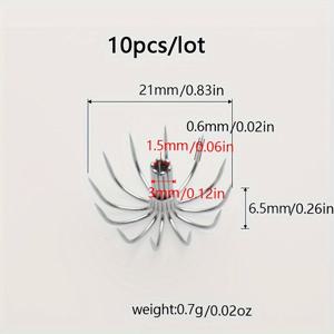 TEMU 10개 스테인리스 스틸 오징어 지그 후크 세트 - 초강력, 바브리스 디자인으로 쉬운 제거 - 스릴 넘치는 바다 낚시 모험에 완벽함