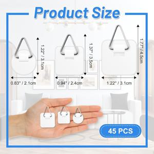 TEMU 45개 스테인레스 스틸 사진 걸이, 접착용 폼보드 후크, 벽걸이, 폴리시드 마감, 쉽게 설치, 홈, 벽화, 사진 프레임, 욕실, 옷장, 주방 - 원형 및 사각형
