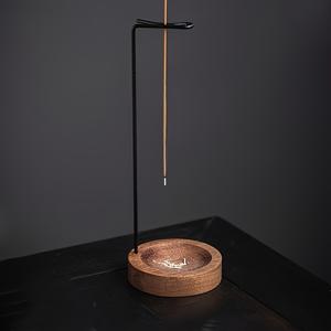 TEMU 명상 및 홈 데코에 이상적인, 금속 구조의 선 영감 목재 향로 세트와 재받이 - Zen-Inspired Wooden Incense Burner Set