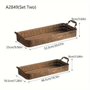 TEMU 빈티지 스타일 장식용 금속 트레이, 물방울 무늬 - 2개 세트, 앤티크 예술 테마 서빙 트레이, 광택 마감 처리, 홈 데코, 탁상, 이벤트 - 크리스마스, 할로윈, 부활절, 하누카, 추수감사절에 이상적 - 전기 불필요